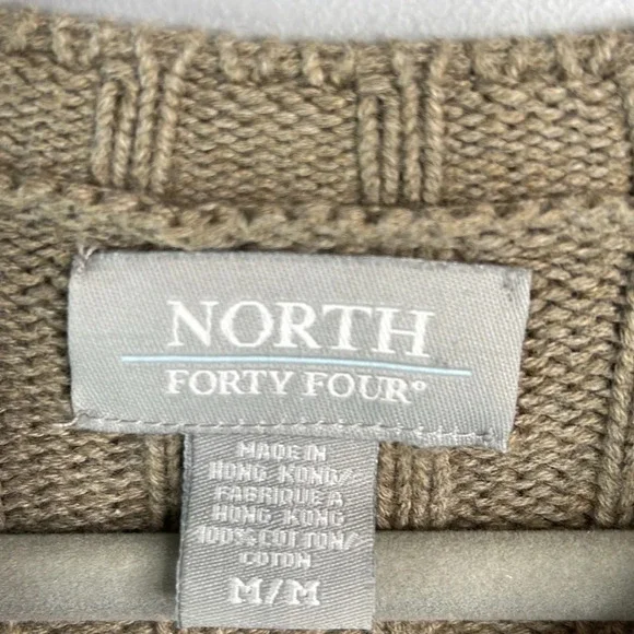 VINTAGE 80s North Forty Four Men’s Taupe Cotton Sweater Rib Sleeves Crewneck M - Picture 7 of 11